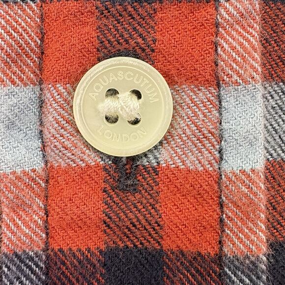 Aquascutum London Flannel Red Tattersall Long Sleeve Button Down Shirt Size M - Picture 5 of 11